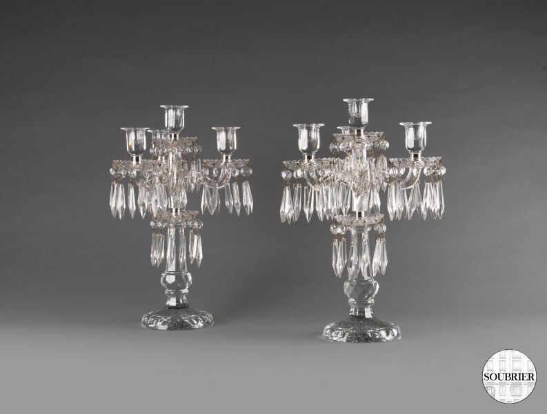 Pair of crystal candelabras