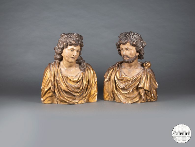 Two wooden bust