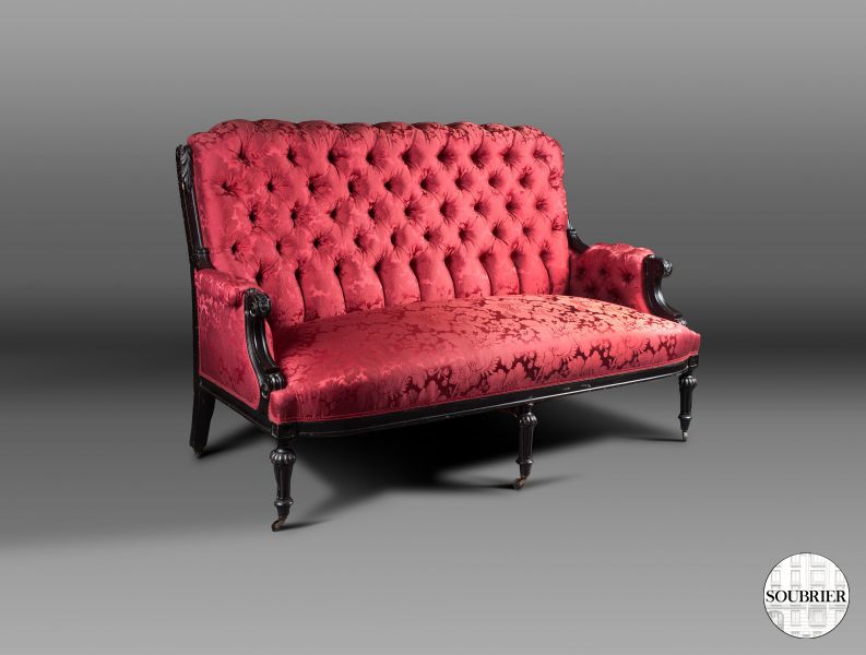 Red silk Napoleon III sofa