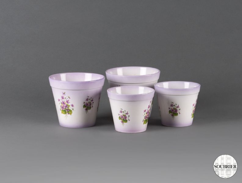 4 violet planters