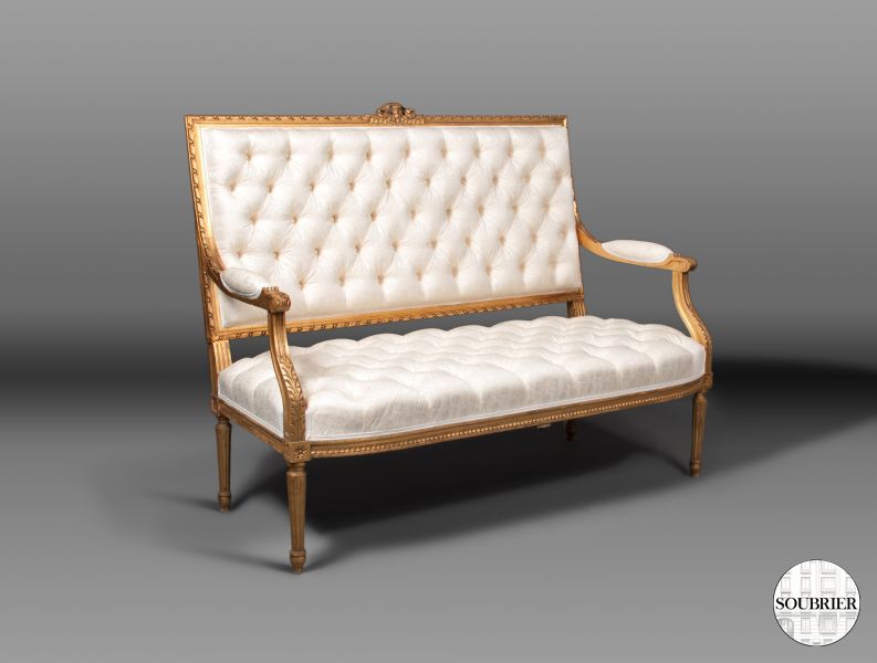 Louis XVI giltwood white sofa