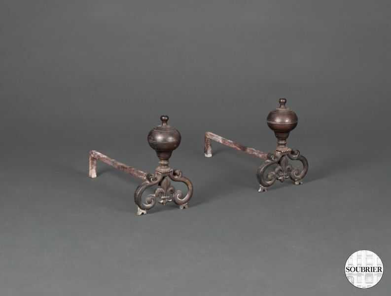 Pair of andirons Louis XIII