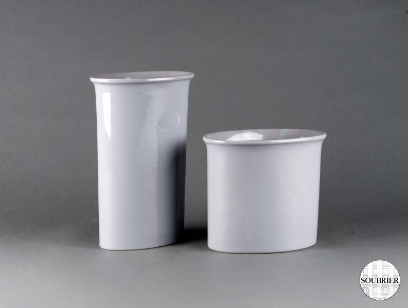 Grey earthenware vases