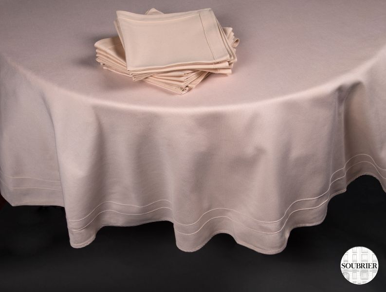 Taupe round tablecloth