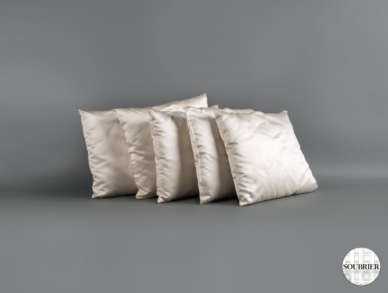 5 white Silk cushions