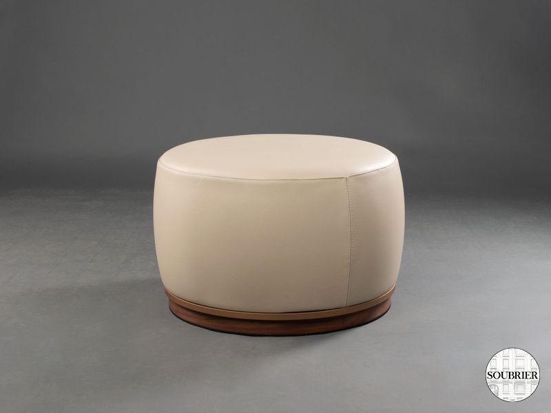 Stool ivory leather