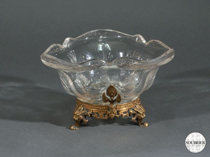 Coupe en verre socle bronze doré