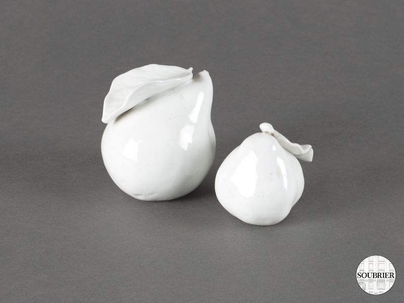 Pear in white porcelain