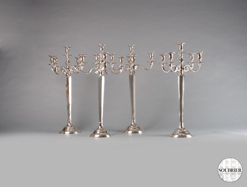4 chrome-plated candelabrum