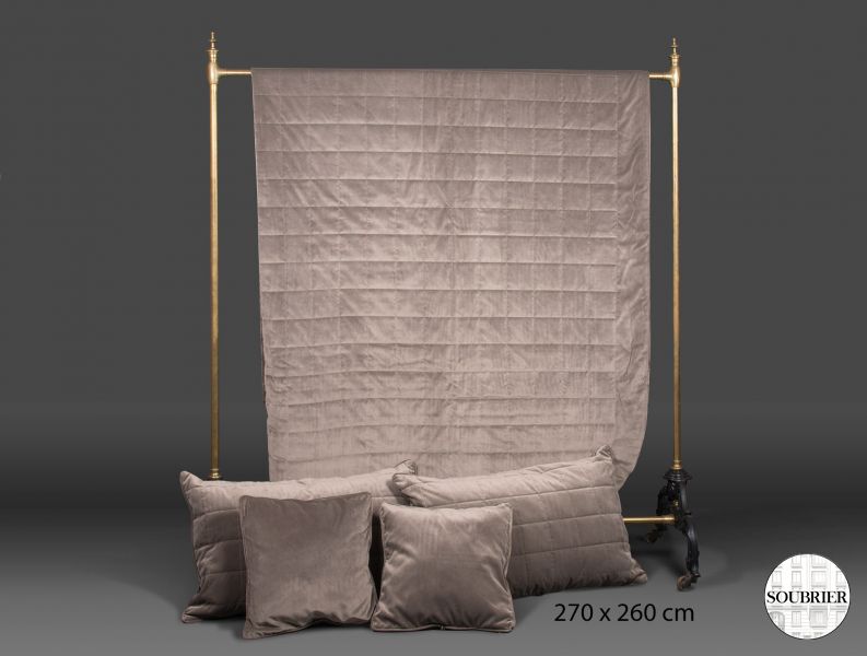 Taupe velvet bedspread