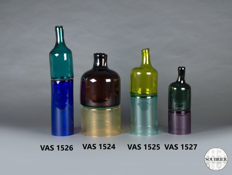 Set of coloured vases
