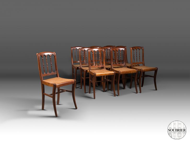 10 Cathedral mahogany chairs