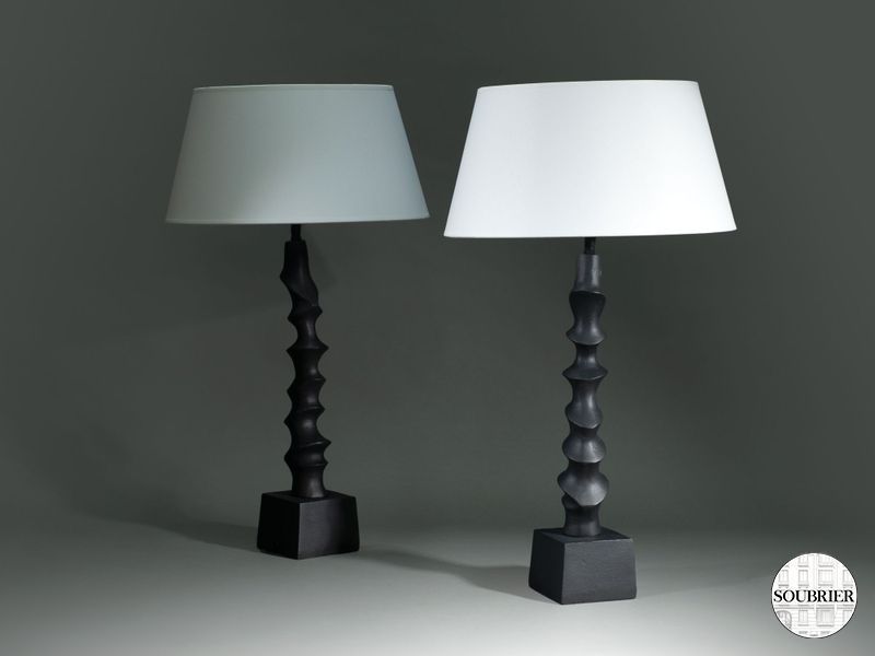 2 lampes fut liane noire