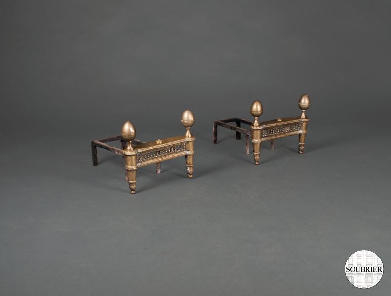 Pair of andirons Louis XVI