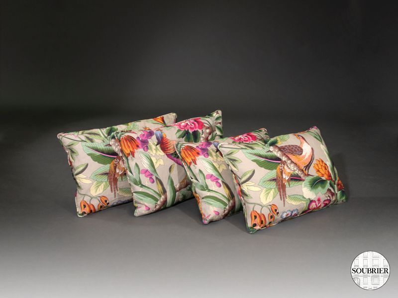 coussin rectangulaire fleurs et oiseaux 