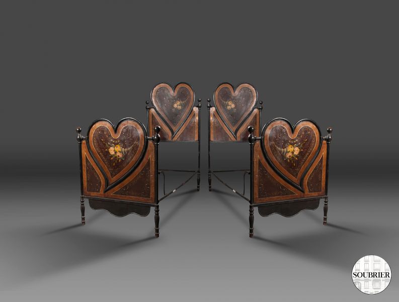 Pair of heart-shaped beds