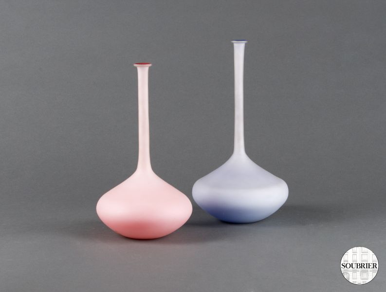 Long neck opaline vases