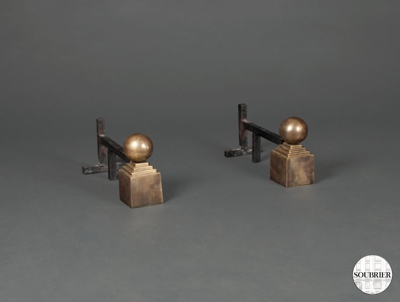 Pair of small brass andirons