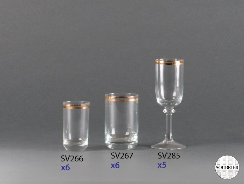 Verres à bague dorée