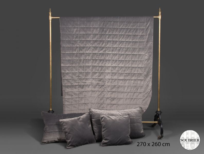 Grey velvet bedspread