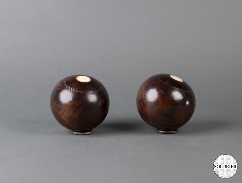 Pair of ebony spheres