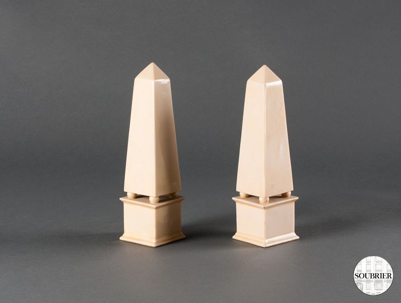 Pair of ivory obelisks 