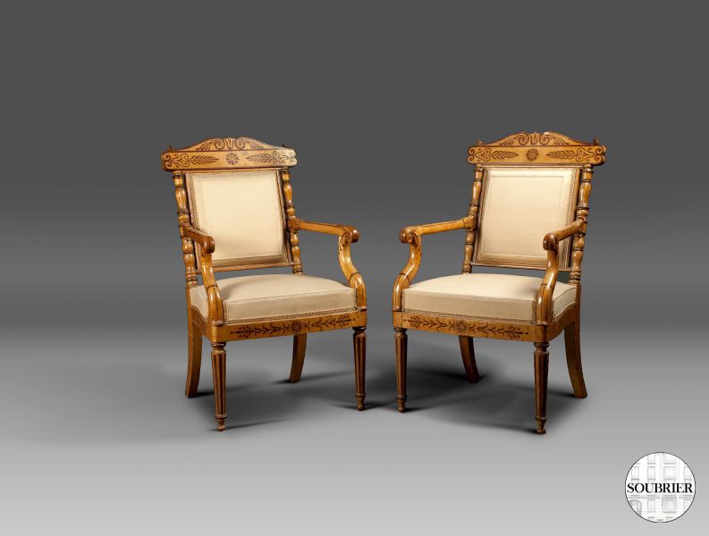 Paire de fauteuils Charles X