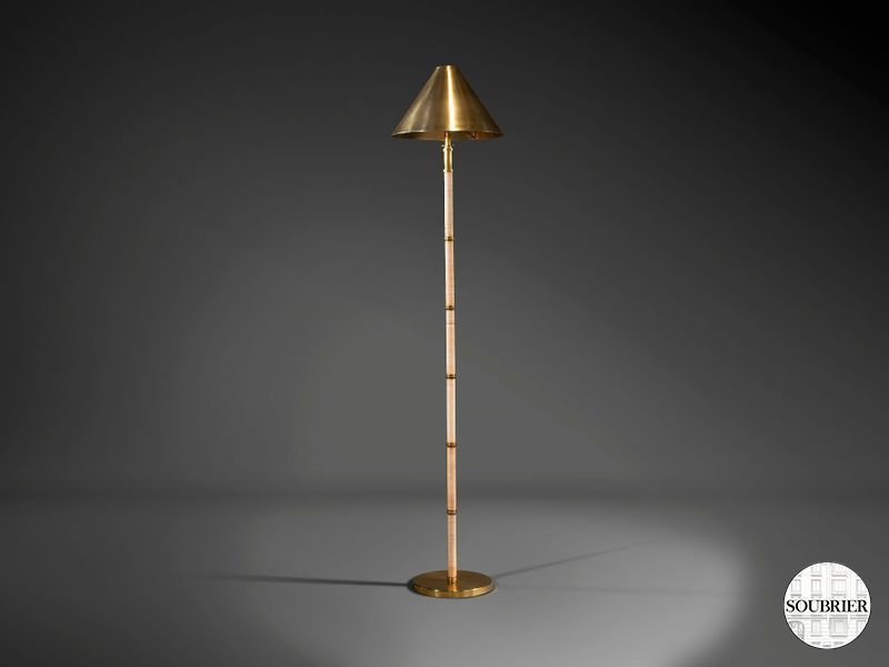Lampadaire rotin et laiton