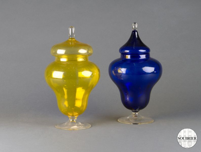 Murano glass drageoir vases