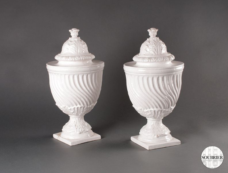 Two white vases