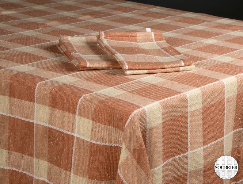 salmon checked tablecloth