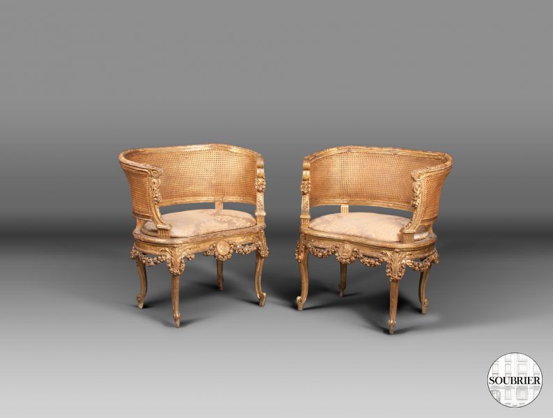 Pair of giltwood rococo armchairs