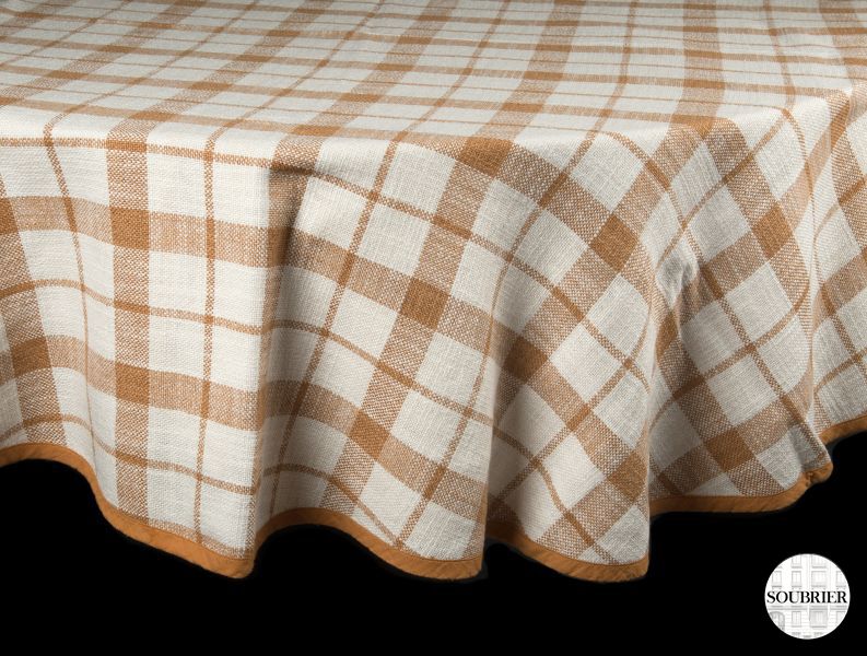 Brown squares round tablecloth