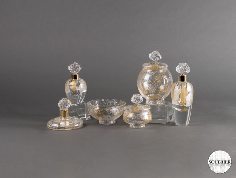 Garniture de toilette verre soufflé