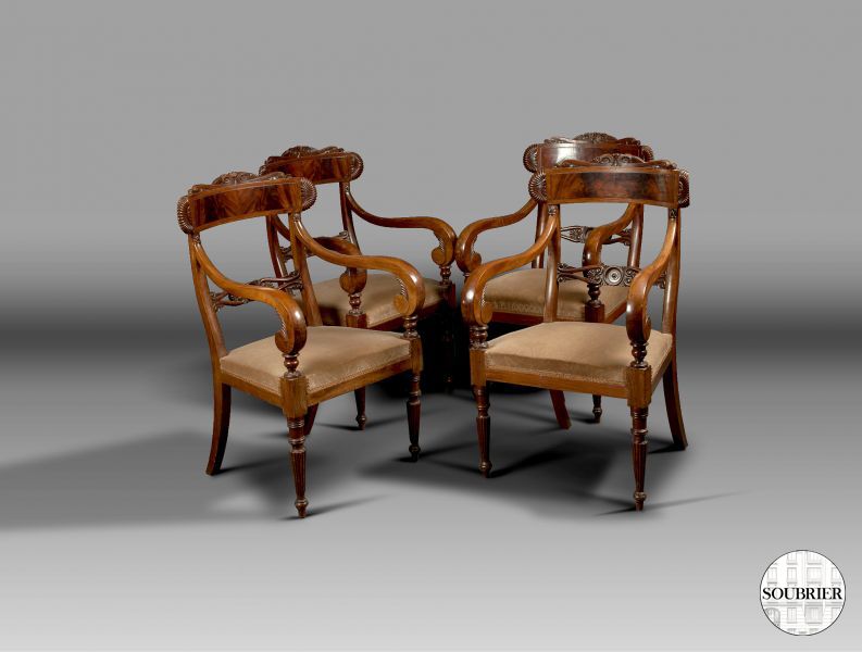 4 Mahogany armchairs