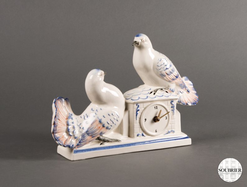 Doves earthenware clock