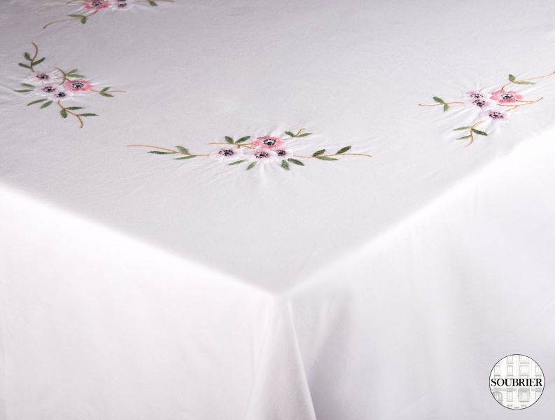 Pink flowers Cotton tablecloth