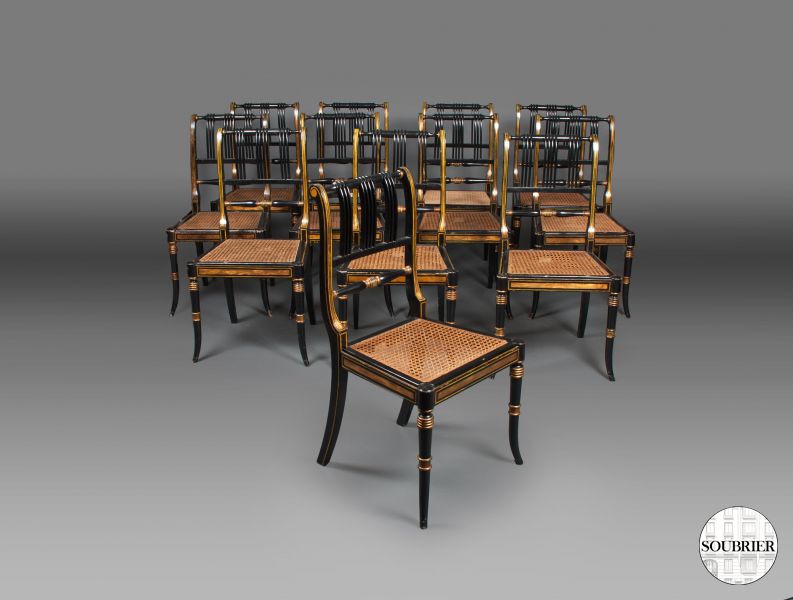 12 Chaises anglaises Regency