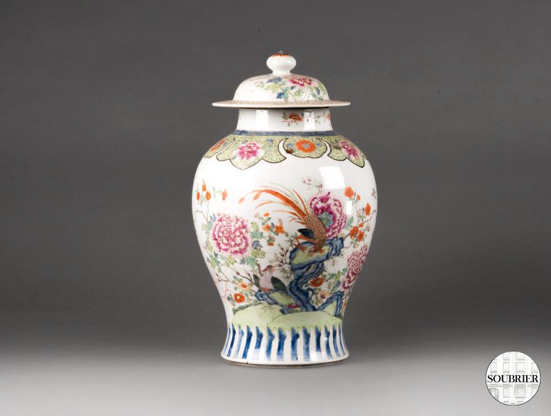 Vase potiche chinois à fleurs