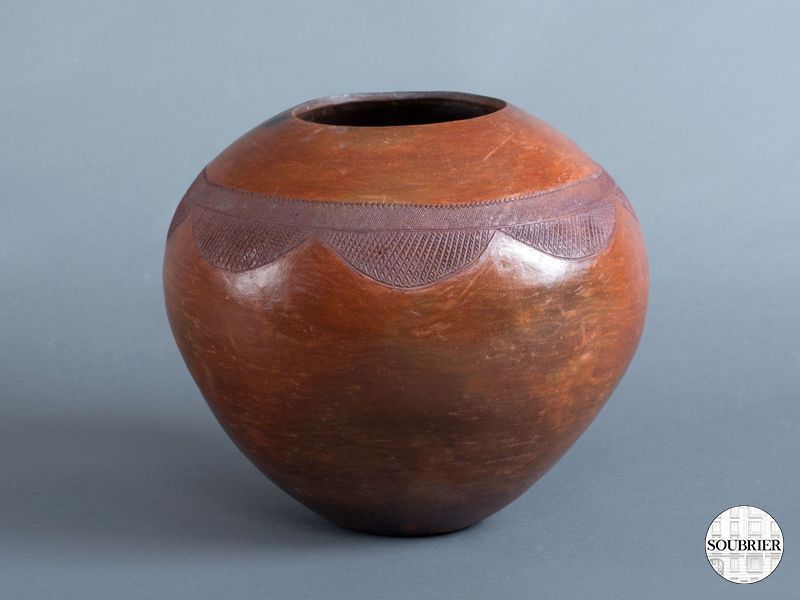 Brown African terracotta vase