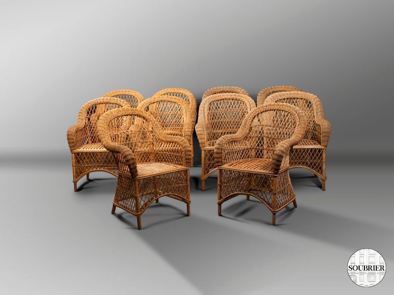 10 rattan armchairs