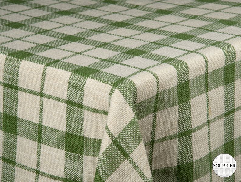White and green squares tablecloth