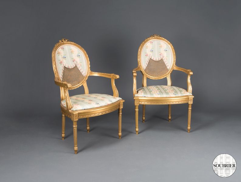 Pair of Louis XVI style armchairs