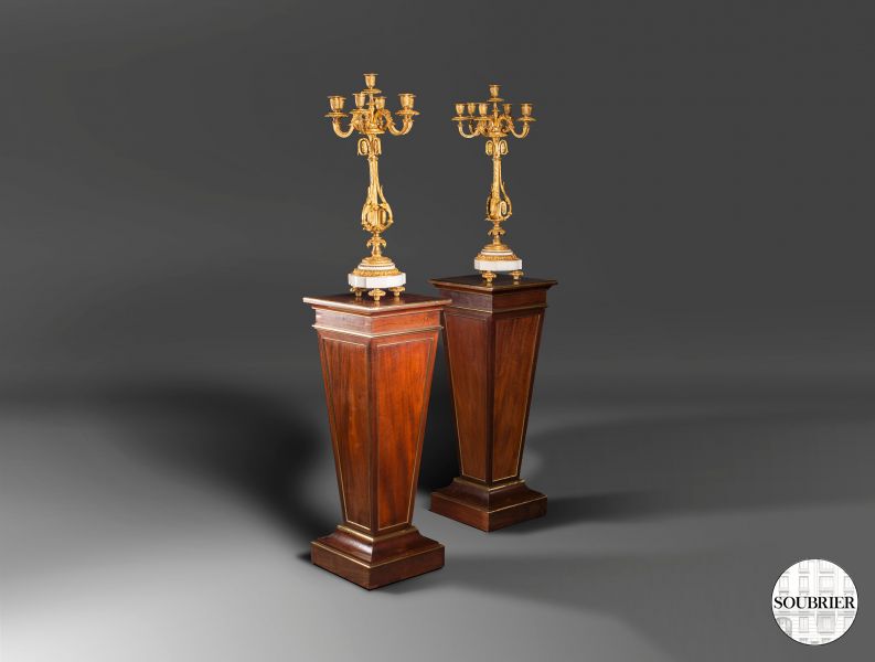 Pair of mahogany steles