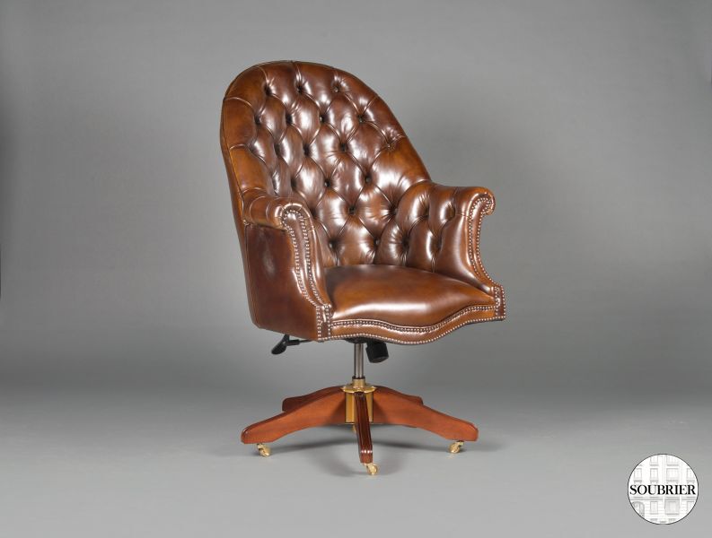 Brown leather desk chair