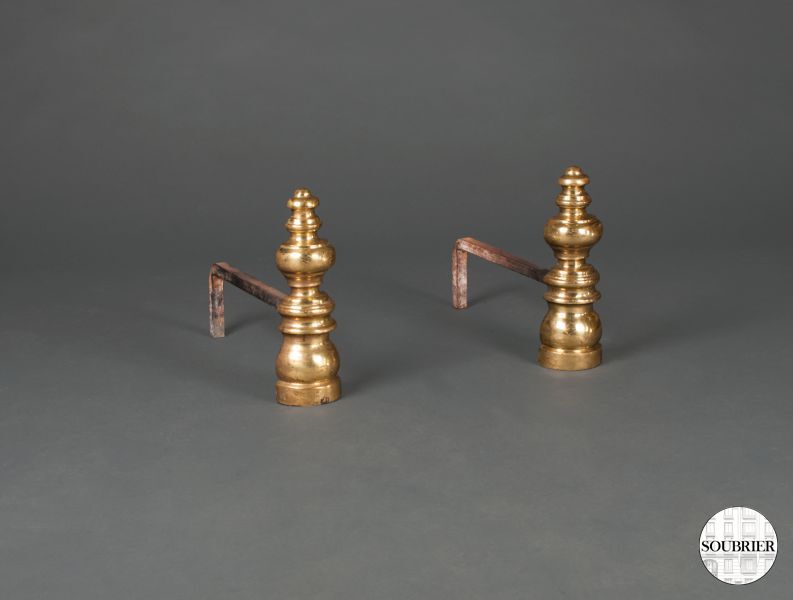 Pair of andirons brass
