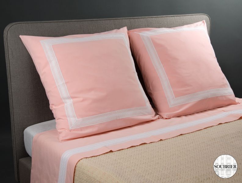 Pink top sheet white lace lining