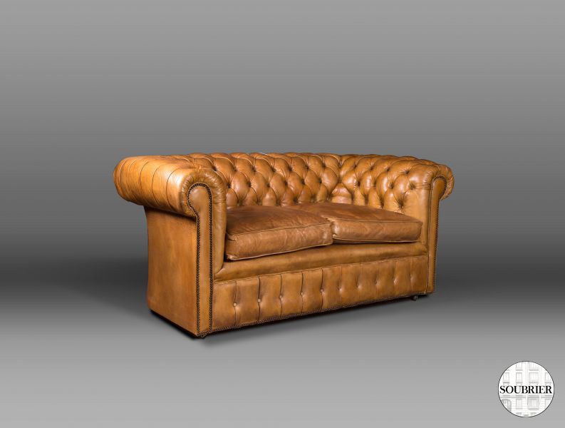 Gold leather chesterfield sofa