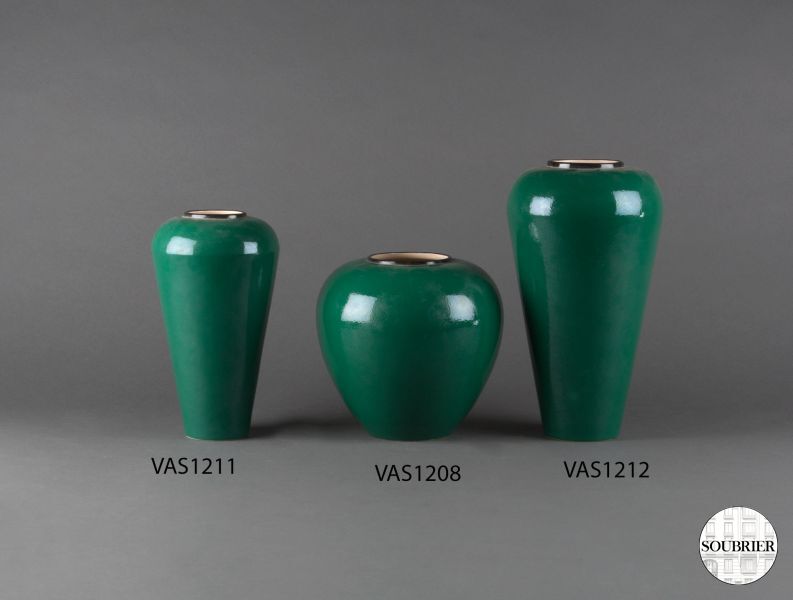 Dark green stoneware vases