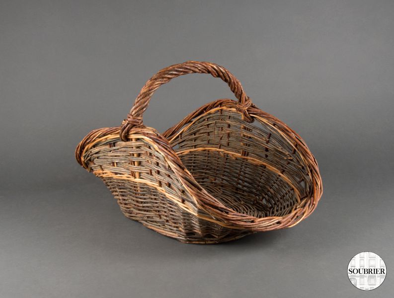 Panier oval en osier bicolore